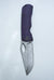 Dixon folding pocket knife with a frag textured purple handle shown open on a plain white background