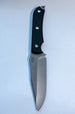 Agent - a ringless version of our fixed-blade knife with textured black handle, shown vertically against a plain light background