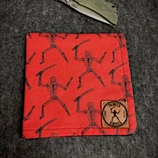 McNees Knives Custom Handkerchief - Red Skeleton Sam